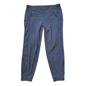 Athleta‎ Pants Womens 12 Navy Ripstop Nylon Jogger Zip Pockets Elastic Cuffs